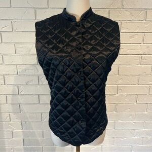 Vintage 90s Y2K Graver Studio Black Quilted Satin Vest Womens M